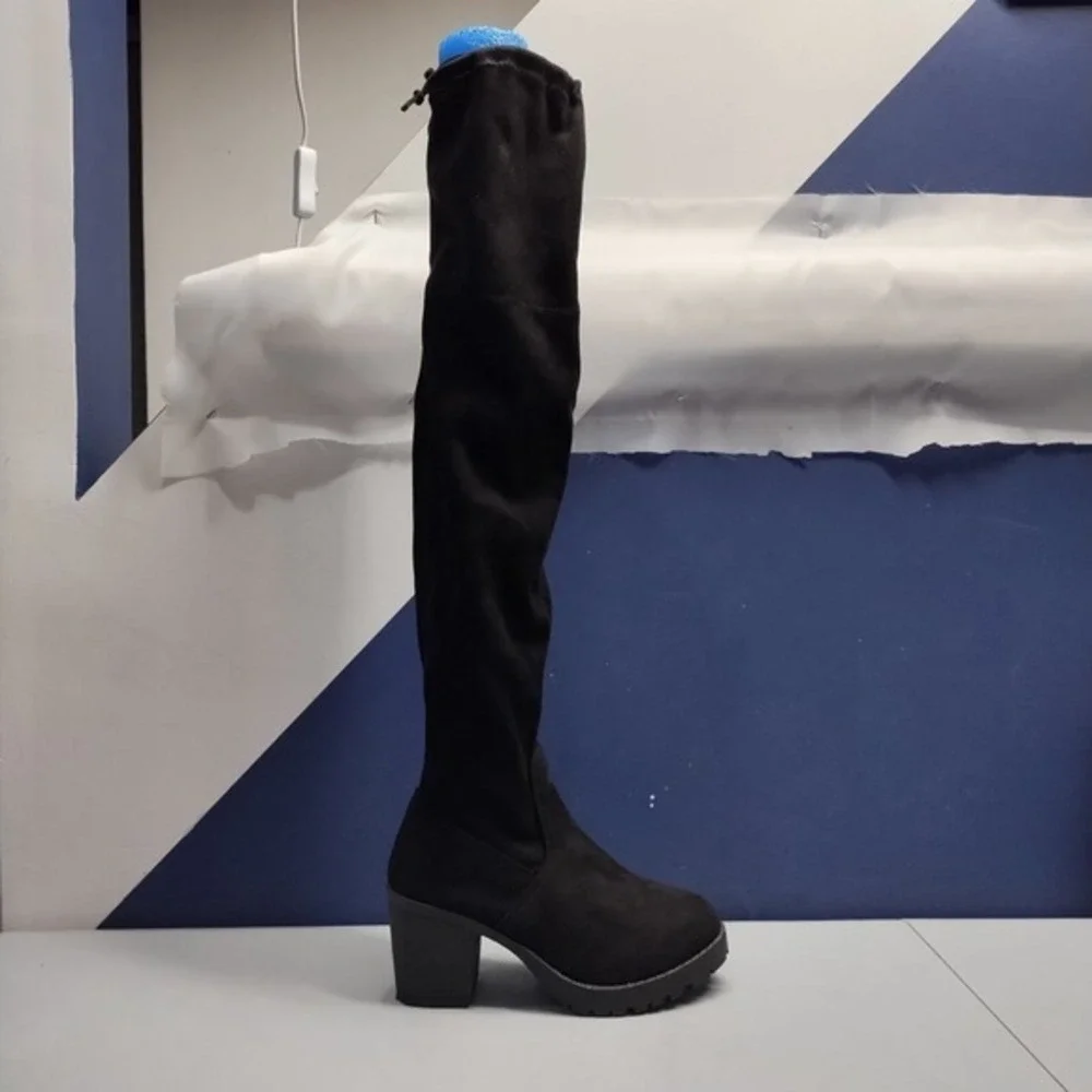 ZIGIsoho Winter Boots Womens Size 7 Black Textile Fabric Over The Knee‎ Pull-On